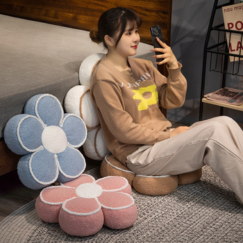 Japanski stil cvjetni jastuk za pod s teddy velvet materijalom, s PP pamuk punjenjem, za spavaću sobu, ured i vanjske prostore