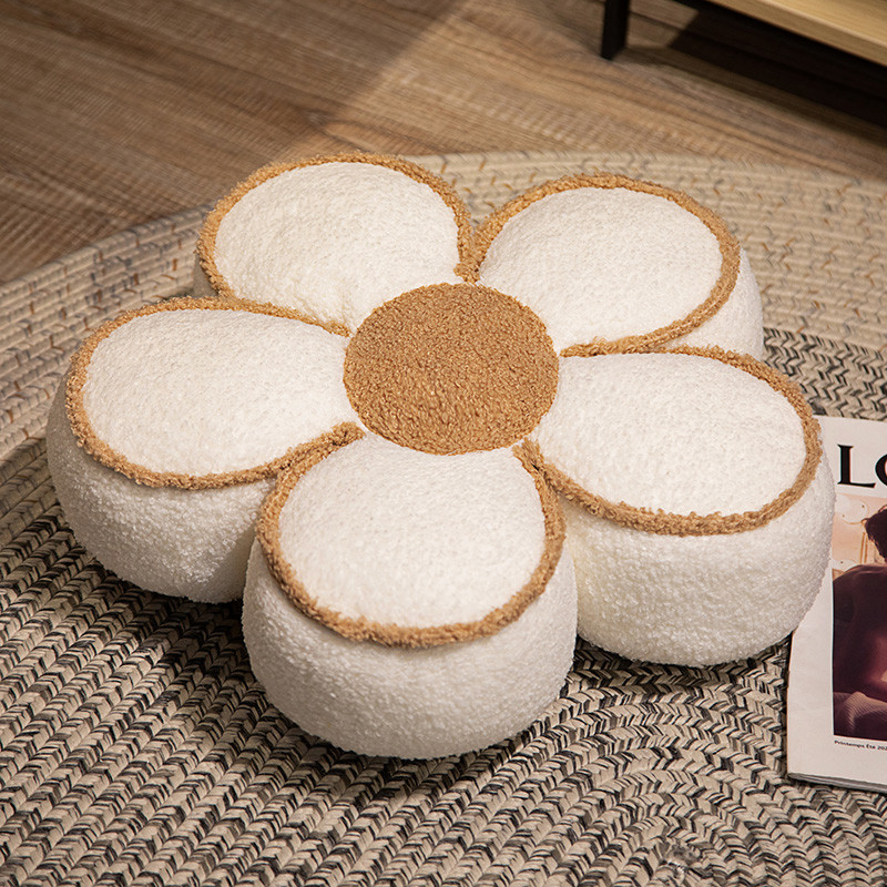 Japanski stil cvjetni jastuk za pod s teddy velvet materijalom, s PP pamuk punjenjem, za spavaću sobu, ured i vanjske prostore