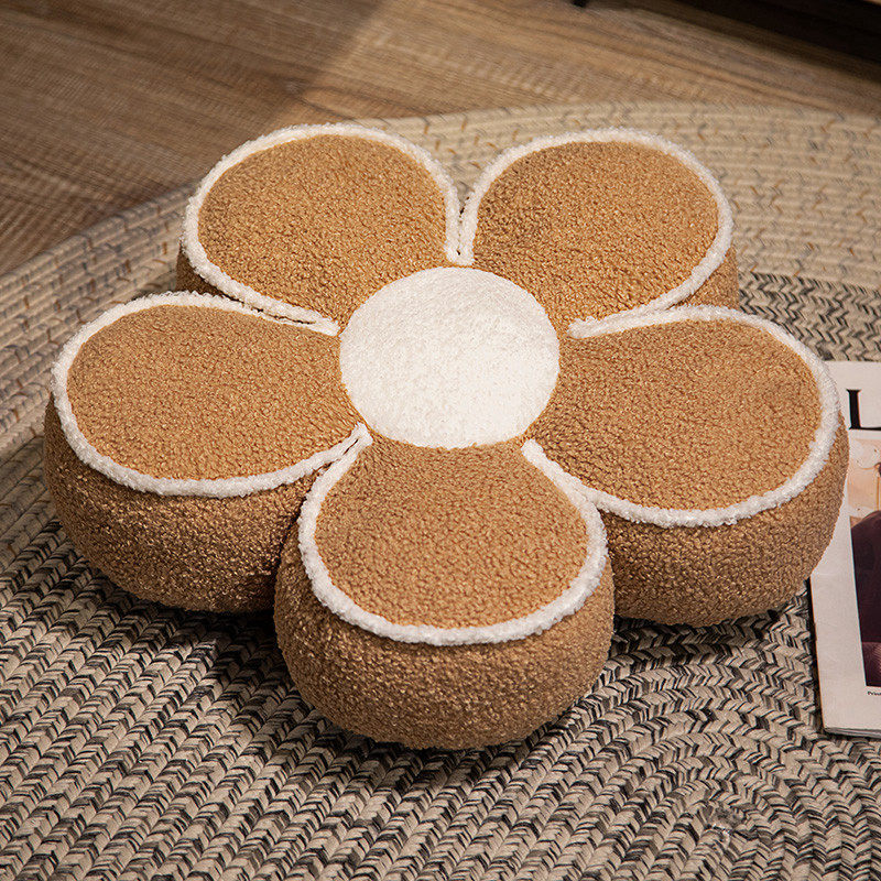 Japanski stil cvjetni jastuk za pod s teddy velvet materijalom, s PP pamuk punjenjem, za spavaću sobu, ured i vanjske prostore