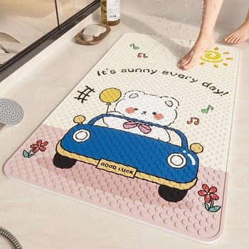 Dječja protuklizna prostirka za kupaonicu s karikaturalnim dizajnom, PVC materijal, kvadratni oblik, periva, sladak stil (Brand Yu Chen)