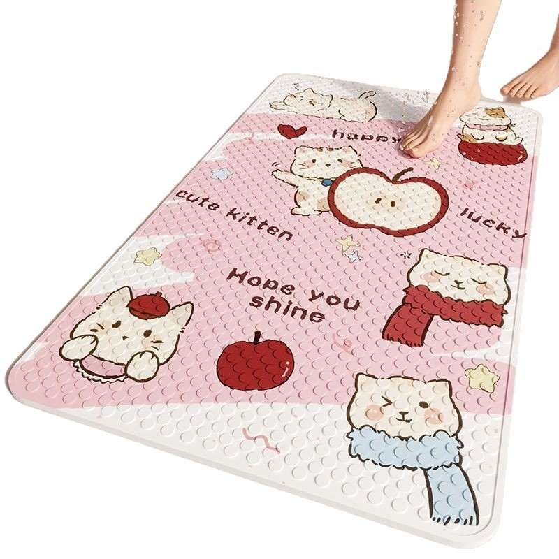 Dječja protuklizna prostirka za kupaonicu s karikaturalnim dizajnom, PVC materijal, kvadratni oblik, periva, sladak stil (Brand Yu Chen)