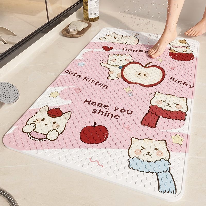 Dječja protuklizna prostirka za kupaonicu s karikaturalnim dizajnom, PVC materijal, kvadratni oblik, periva, sladak stil (Brand Yu Chen)