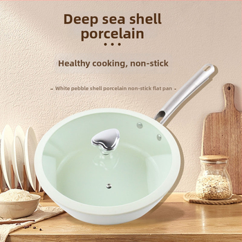 Γουόκ τηγάνι από χυτοσίδηρο με επίπεδο πυθμένα και διπλό πυθμένα, γυάλινο καπάκι, συμβατό με γκάζι και επαγωγική εστία.