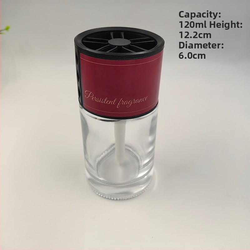 Auto osviežovač vzduchu fľaša — valcovitá aromaterapeutická fľaša, krištáľové sklo, vyrobené v Xuzhou, Čína, značka Chuangming Glass, prispôsobiteľné možnosti