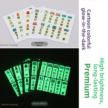 Luminiscenčná nálepka na vypínač pre panel zásuviek – dekoratívne, domáce použitie