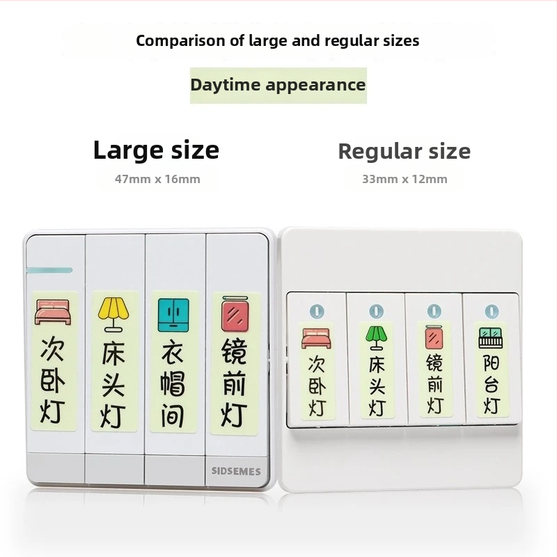 Luminiscenčná nálepka na vypínač pre panel zásuviek – dekoratívne, domáce použitie
