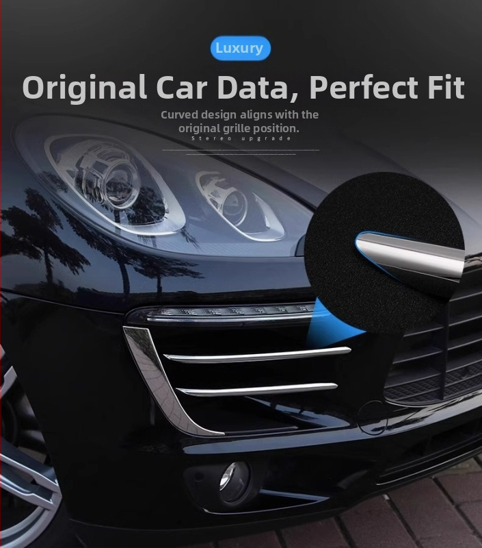 Porsche Macan 2014-2018 Dekoratívna nálepka obočia svetlometu s prednou hmlovou svetelnou páskou a denným svetlom, ABS, Jiacano