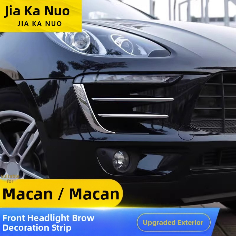 Porsche Macan 2014-2018 Dekoratívna nálepka obočia svetlometu s prednou hmlovou svetelnou páskou a denným svetlom, ABS, Jiacano