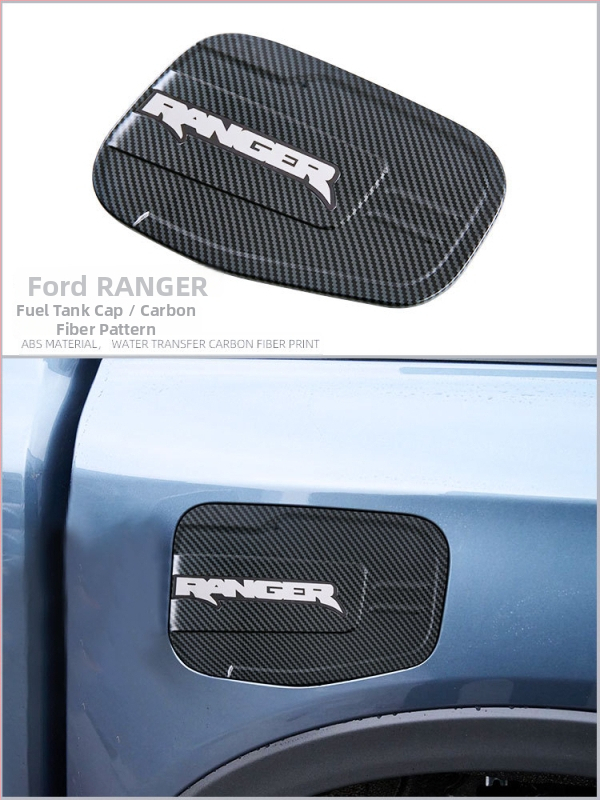 Dekoratívna nálepka krytu palivovej nádrže pre Ford Ranger 2023–2026, ABS, vzor uhlíkových vlákien