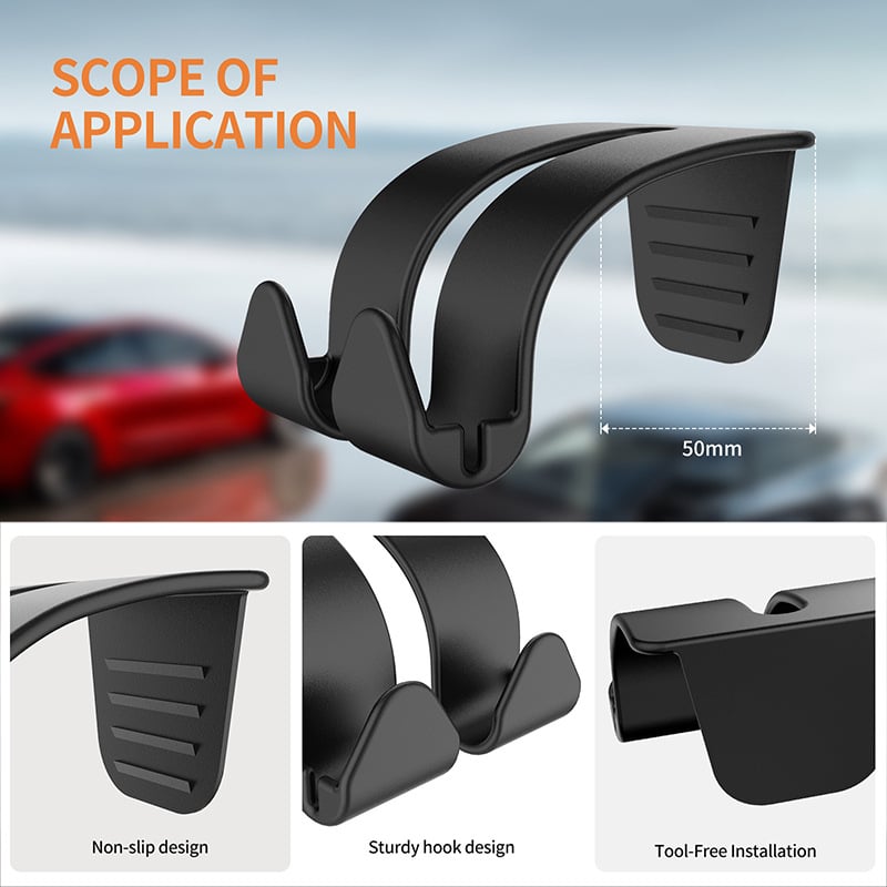 U-образна автомобилна закачалка за Model 3/Y (2021–2025), PP/ABS материал, вътрешно съхранение, персонализиране