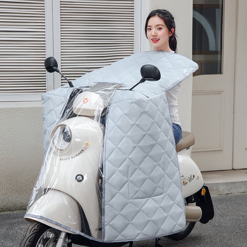 Acoperire pentru parbriz, în stil mantie, pentru vehicule electrice, impermeabilă, toate anotimpurile, grosime medie, poliester, imprimare logo disponibil