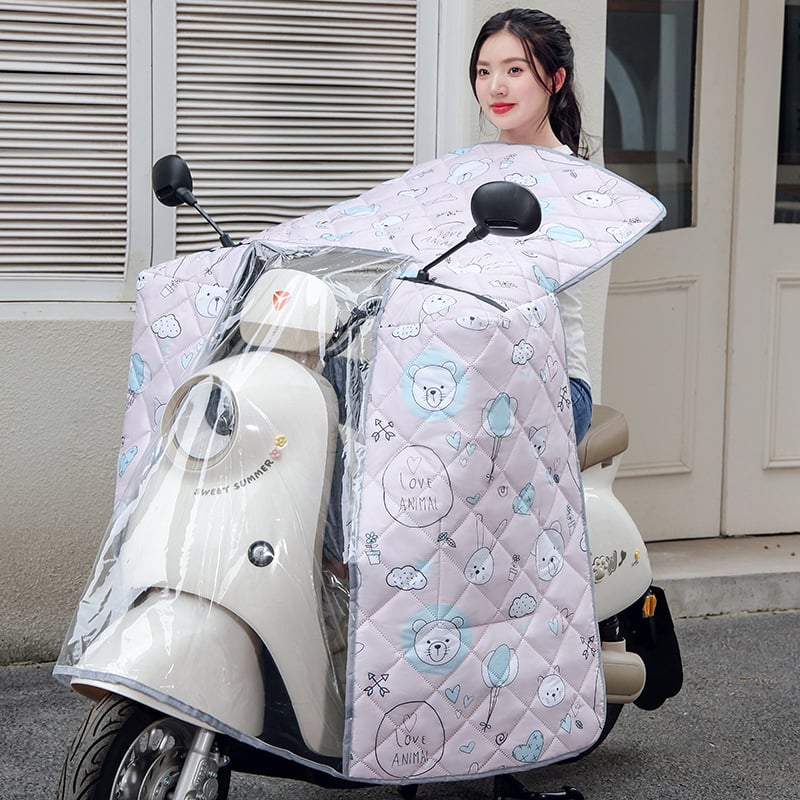 Acoperire pentru parbriz, în stil mantie, pentru vehicule electrice, impermeabilă, toate anotimpurile, grosime medie, poliester, imprimare logo disponibil