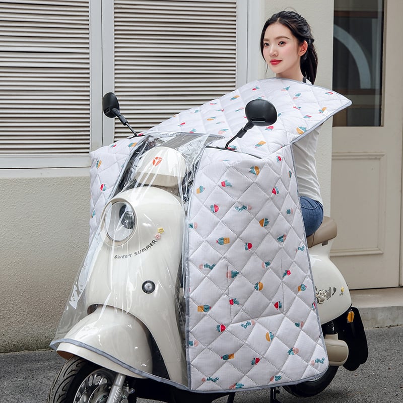 Acoperire pentru parbriz, în stil mantie, pentru vehicule electrice, impermeabilă, toate anotimpurile, grosime medie, poliester, imprimare logo disponibil