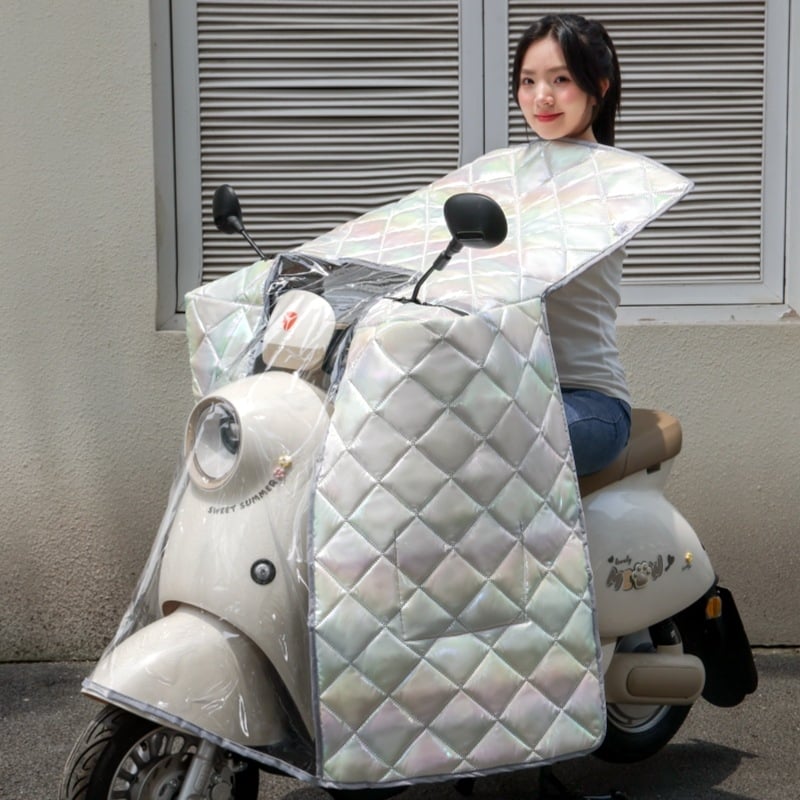 Acoperire pentru parbriz, în stil mantie, pentru vehicule electrice, impermeabilă, toate anotimpurile, grosime medie, poliester, imprimare logo disponibil