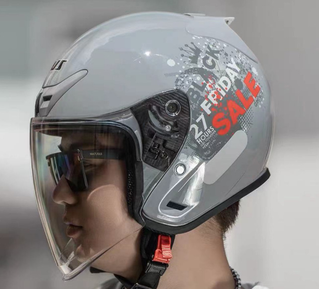 AIS Cască semiformă pentru motocicletă – ABS, Patru sezoane universal, Compatibil cu vehicule electrice, 3C certificat (ABS; Patru sezoane universal; Vehicule electrice; 3C)