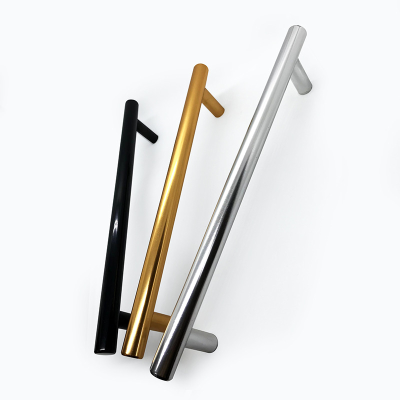 Mâner de ușă pentru dulap, în formă de T, din aluminiu, stil modern minimalist, aliaj de aluminiu, finisaj polisare și electroplacare, potrivit pentru hoteluri și magazine