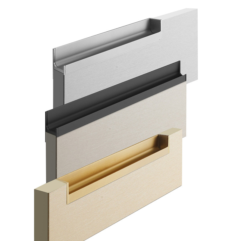 Ručka za ormar u obliku L – skrivena bez utora, ugrađen čep, aluminijska legura, kovano, moderni minimalistički stil