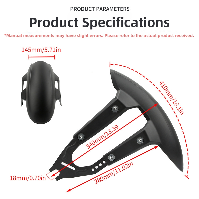 Zadný blatník na motorku JBL; PP materiál + kovový držiak; Model: Motocykel všeobecný blatník (B); vhodný pre pneumatiky bez drážok