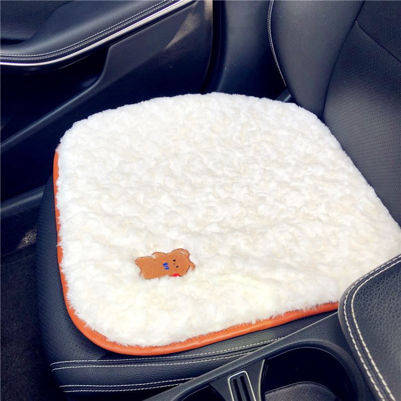 Plush jastuk za auto sjedalo s crtanim medvjedom – protuklizni, topao, dekorativan, punjenje pamukom, površina poliester