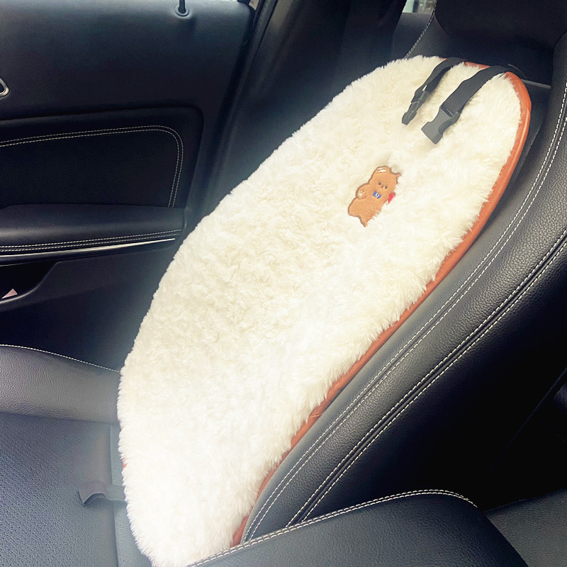 Plush jastuk za auto sjedalo s crtanim medvjedom – protuklizni, topao, dekorativan, punjenje pamukom, površina poliester