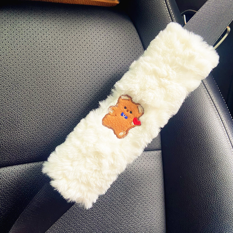 Plush jastuk za auto sjedalo s crtanim medvjedom – protuklizni, topao, dekorativan, punjenje pamukom, površina poliester