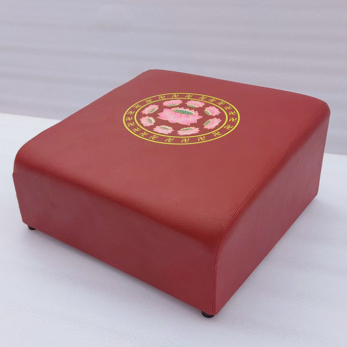 Koljenjeni mat za budistički hram – koža, jednobojni uzorak, drveni okvir s debelim slojem pjene, novi kineski stil