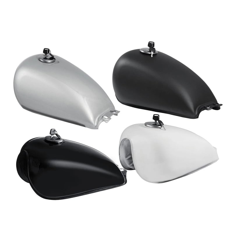 Rezervoar goriva za motocikl - univerzalni, retro-modifikovan, GN125 kompatibilan, s poklopcem rezervoara i ventilom za gorivo, titan