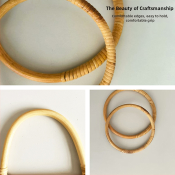 Kruhová rúčka na tašku z ratanu - tkaná kruhová rúčka, jar 2025, mestský minimalizmus, doplnky na batožinu