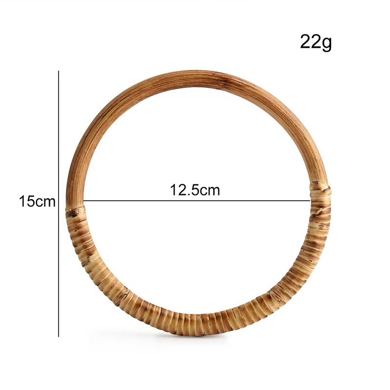 Κυκλική λαβή τσάντας από ρατάν - υφαντός δακτύλιος, άνοιξη 2025, αστικός μινιμαλισμός, αξεσουάρ αποσκευών