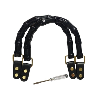 Μπαμπού Χειρολαβή με Αξεσουάρ, Υλικό PU, Δερμάτινη Πορπή, Δερμάτινο Λουρί, Καρφί, Αξεσουάρ Τσάντας DIY