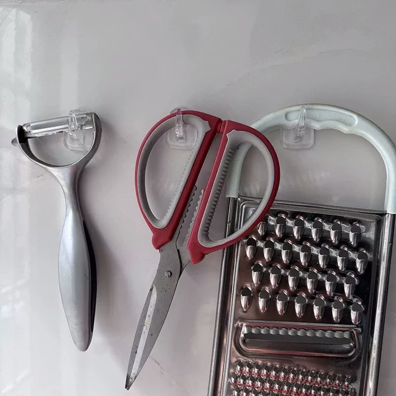 Ragasztó horog fúrás nélkül - átlátszó műanyag, egyes horog, modern minimalist stílus, teherbírás 1–3 kg, konyha és fürdőszoba