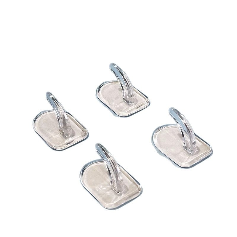 Ragasztó horog fúrás nélkül - átlátszó műanyag, egyes horog, modern minimalist stílus, teherbírás 1–3 kg, konyha és fürdőszoba