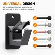 Cleme pentru bară de perdea din plastic, autoadezive, model 1, fără găuri, set 2, stil modern minimalist