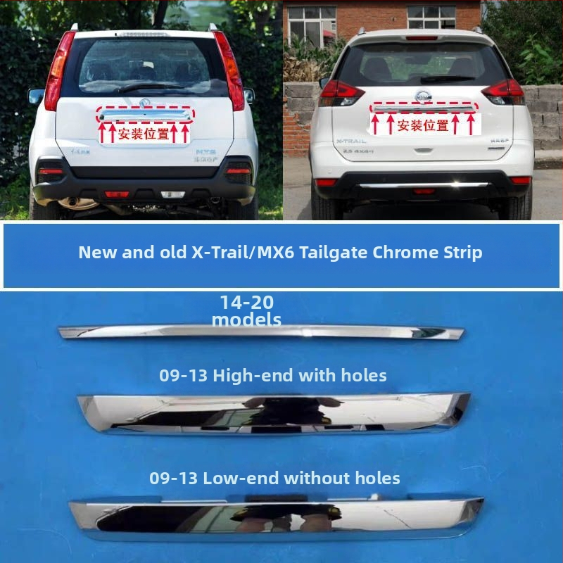 Nissan X-Trail 2008-2013 Dekoratívna lišta kufra a ozdobná rukoväť zadného veka (MX6)