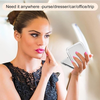 Αναδιπλόμενος τετράγωνος τσέπης καθρέφτης με 10x μεγέθυνση, διπλής όψης, συμπαγές με καπάκι