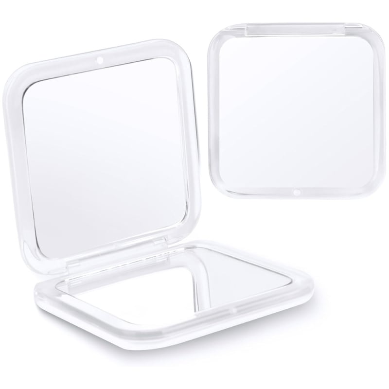 Αναδιπλόμενος τετράγωνος τσέπης καθρέφτης με 10x μεγέθυνση, διπλής όψης, συμπαγές με καπάκι