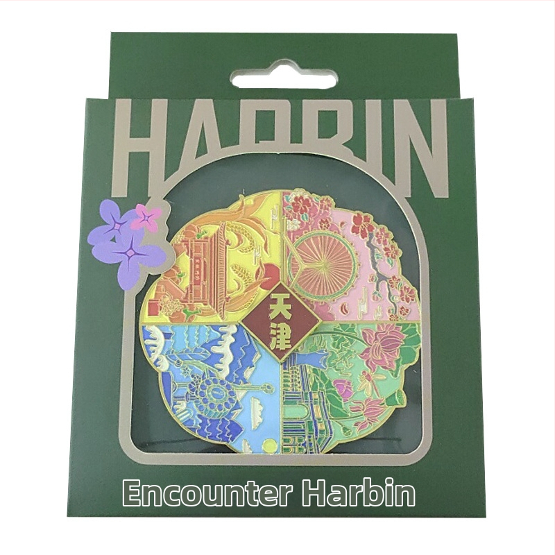 Okienková krabička na balenie magnetov do chladničky so slučkami a mini vnútornou zásobou, biela kartónová krabica, 350 g papier, prispôsobiteľná tlač loga