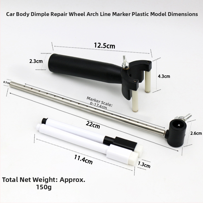 Nástroj na opravu karosérie z plechu a vyrovnávanie preliačin, nástroj na kreslenie línií oblúka kolies, dáta pre kreslenie, obnova pôvodnej farby