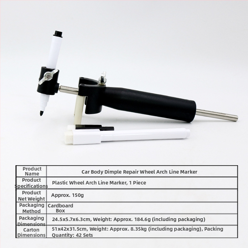 Nástroj na opravu karosérie z plechu a vyrovnávanie preliačin, nástroj na kreslenie línií oblúka kolies, dáta pre kreslenie, obnova pôvodnej farby