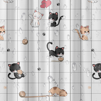 Душ завеса PEVA със принт котки, стил модерен минимализъм, персонализация, марка Dome