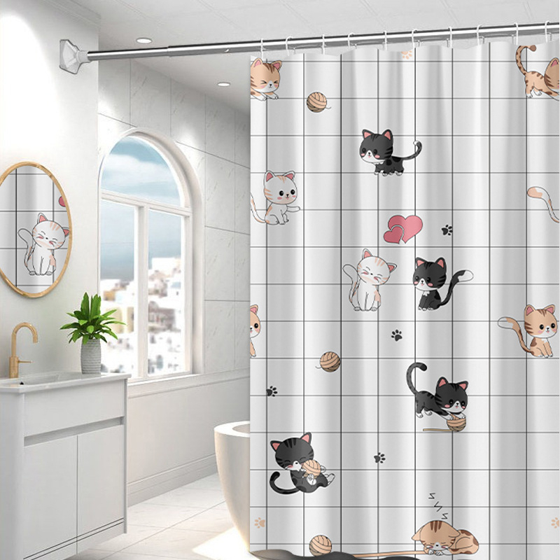 Душ завеса PEVA със принт котки, стил модерен минимализъм, персонализация, марка Dome
