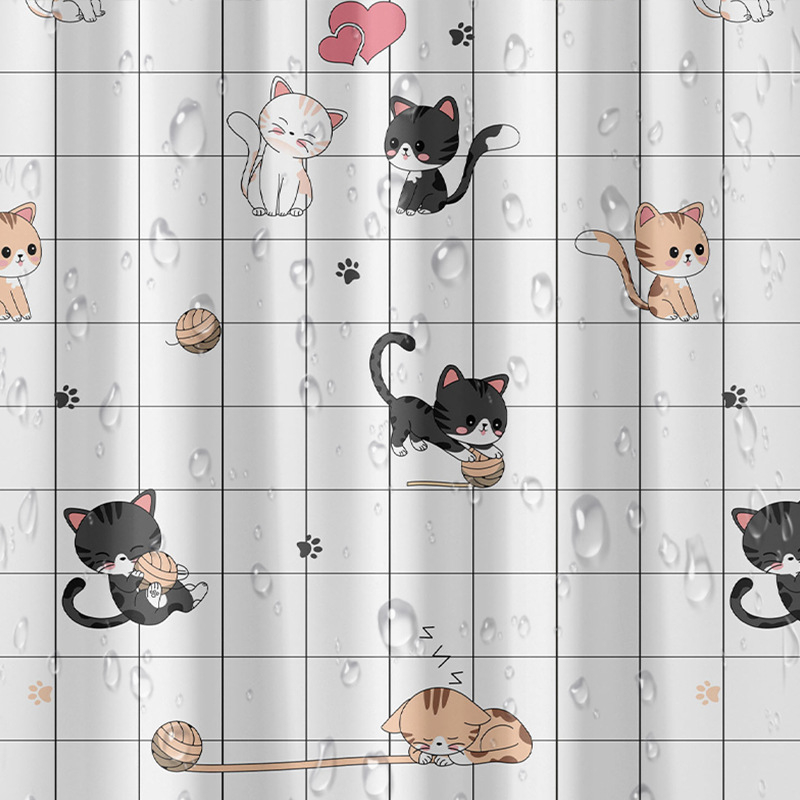 Душ завеса PEVA със принт котки, стил модерен минимализъм, персонализация, марка Dome