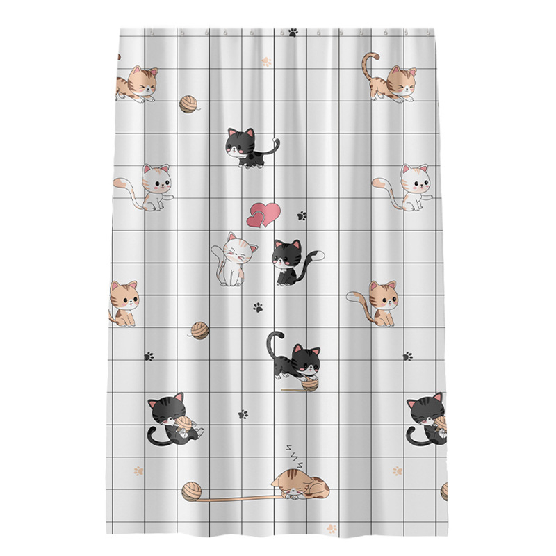 Душ завеса PEVA със принт котки, стил модерен минимализъм, персонализация, марка Dome