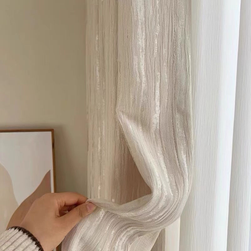 Francia stílusú poliészter Jacquard függönyök nappalira és hálószobára, csíkos minta, fél-átlátszó (40-70%)