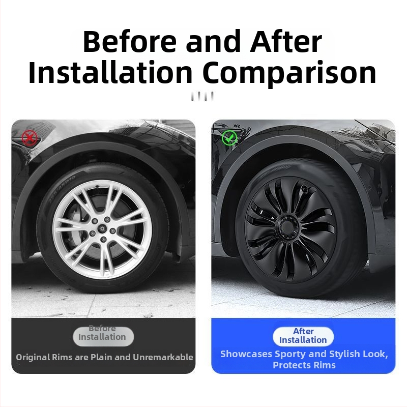 Dekorativni prsten poklopca kotača za Tesla Model Y – ABS materijal; Kompatibilan s Model Y; Tesla branda; Bez prilagodbe