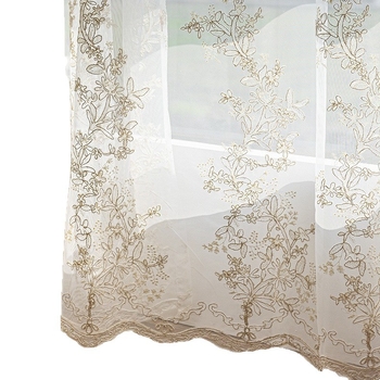 Hímzett géz függöny ablakhoz – poliészter, mosógépben mosható, dekoratív, alkalmas nappalira, hálószobára, dolgozószobára, balkonra