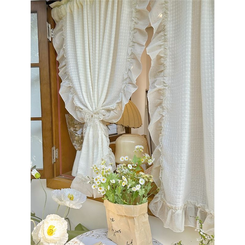 Draperie transparentă cu broderie, stil japonez, material nano, semi-transparent, design Wabi-sabi wind.