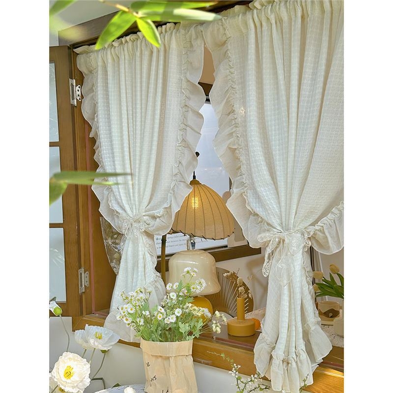 Draperie transparentă cu broderie, stil japonez, material nano, semi-transparent, design Wabi-sabi wind.