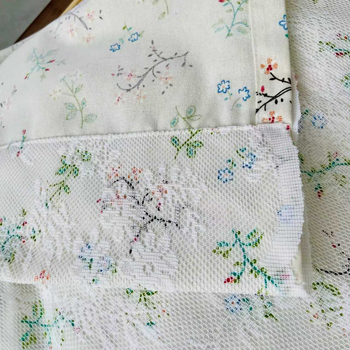 Dvoslojna Bouclé zavjesa s čipkom Gardenia, zavjesa za vrata za spavaću sobu i dnevni boravak, mješavina poliestera i pamuka, pastoralni stil