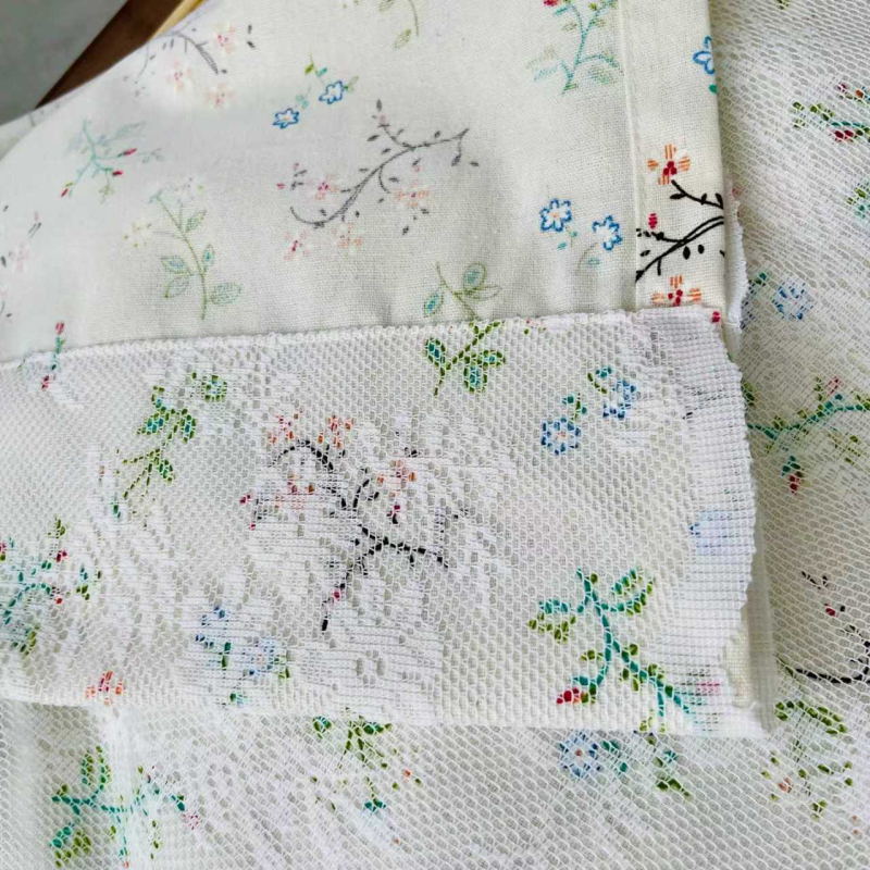 Dvoslojna Bouclé zavjesa s čipkom Gardenia, zavjesa za vrata za spavaću sobu i dnevni boravak, mješavina poliestera i pamuka, pastoralni stil